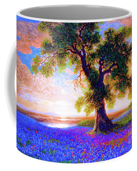 Floral Coffee Mug featuring the painting Bluebonnets by Jane Small