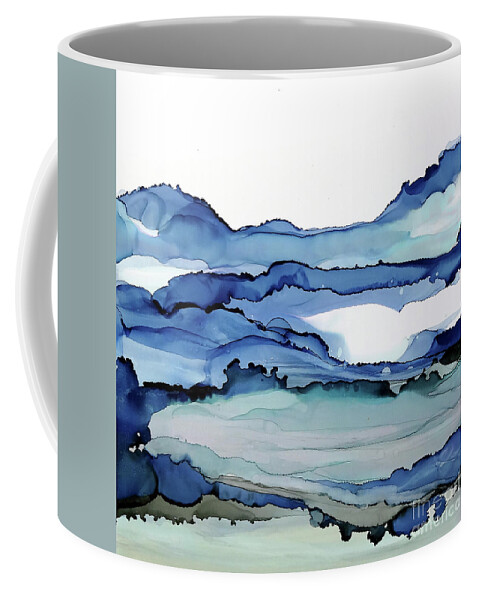 Alcohol Ink Coffee Mug featuring the painting Bluescape 2 by Chris Paschke