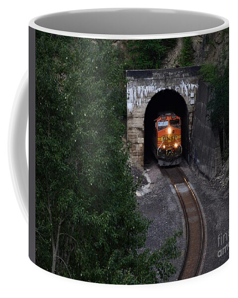 Glacier National Park Coffee Mug featuring the photograph BNSF Locomotive by Steve Brown