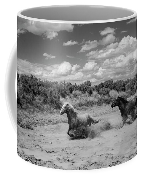 Black And White Coffee Mug featuring the photograph BnW Water Chase by Dirk Johnson
