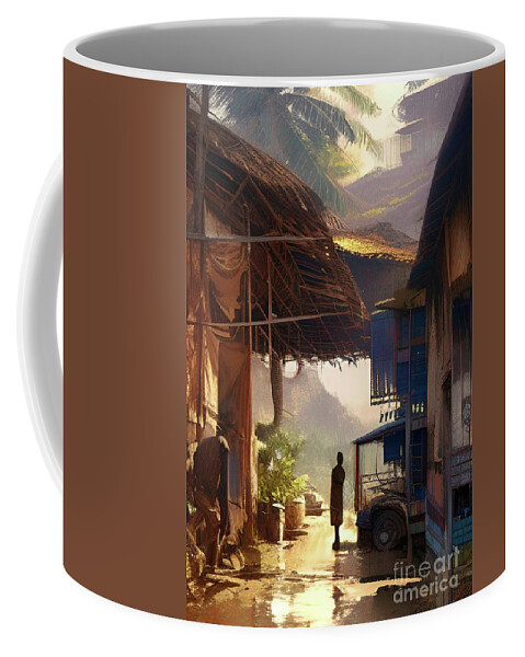 Bo Coffee Mug featuring the digital art Bo, Sierra Leone dreamscape city view by Christina Fairhead