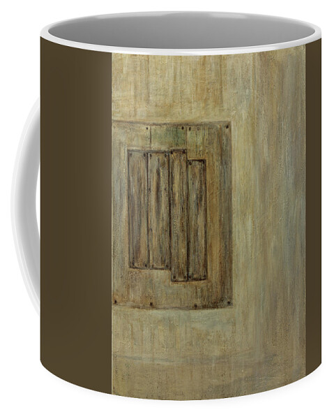Abstract Coffee Mug featuring the painting Boarded Windows by Diane Holland SF Int'l Art