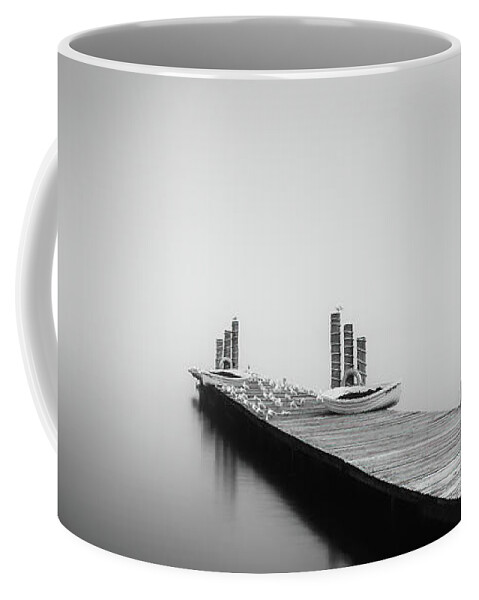 Loch Lomond Coffee Mug featuring the photograph Boat Jetty in the mist by Grant Glendinning