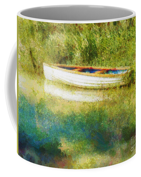 Boat Coffee Mug featuring the painting Boat on Balaton by Alexa Szlavics