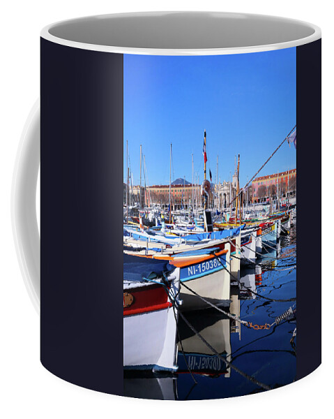 Boat Coffee Mug featuring the photograph Boats in a Row by Andrea Whitaker