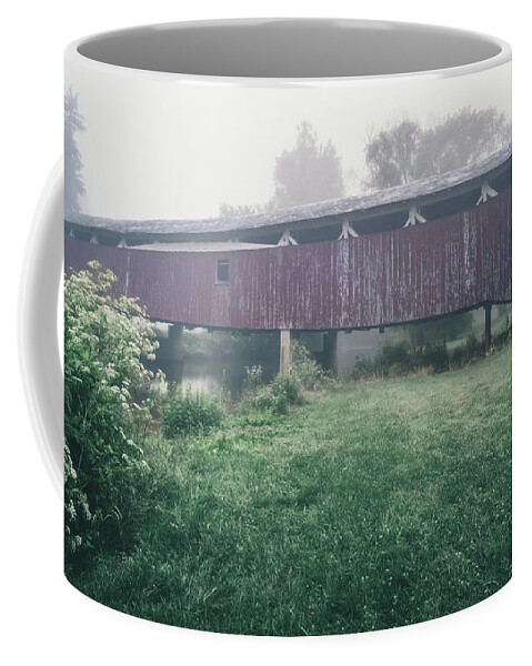 Allentown Coffee Mug featuring the photograph Bogert's Covered Bridge Misty June by Jason Fink