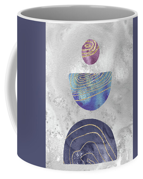 Boho Shapes Coffee Mug featuring the painting Boho Shapes And Silhouettes Gilded Watercolor Zen Rocks II by Irina Sztukowski