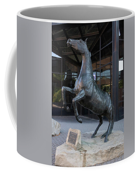 Boise State University Broncos Coffee Mug featuring the photograph Boise State University Bronos statue by Eldon McGraw