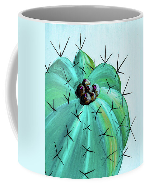 Cactus Coffee Mug featuring the painting Bold Barrel Cactus by Ted Clifton