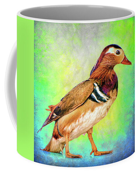 Duck Coffee Mug featuring the photograph Bold Mandarin Ducky by Bill and Linda Tiepelman