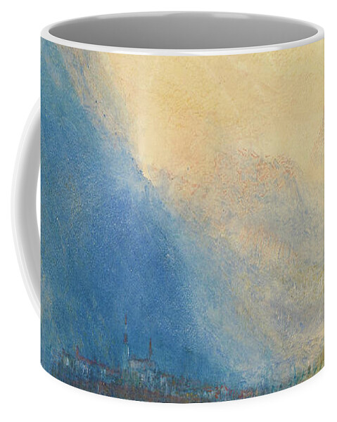China Flag Coffee Mug featuring the painting Bold Rug Pattern Water Design Mountains by Tony Rubino