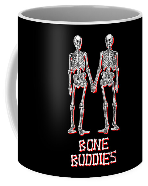 Halloween Coffee Mug featuring the digital art Bone Buddies Funny Skeleton by Flippin Sweet Gear