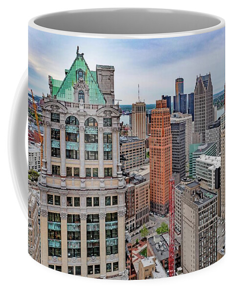 Detroit Coffee Mug featuring the photograph Book Tower Building DJI_0586 Detroit Michigan by Michael Thomas