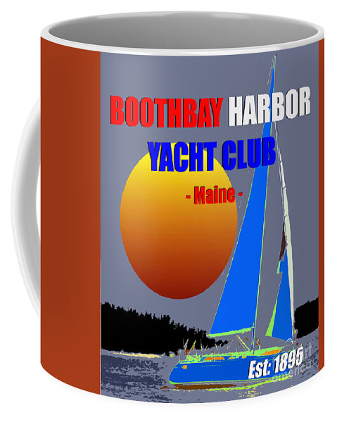 Great Yacht Clubs Of The World Coffee Mug featuring the mixed media Boothbay Harbor Yacht Club 1895 by David Lee Thompson