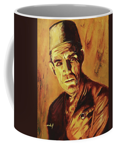 Boris Karloff Coffee Mug featuring the painting Boris Karloff The Mummy by Sv Bell