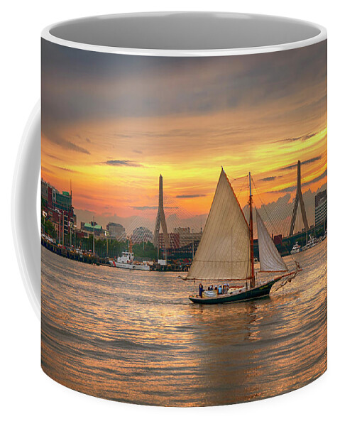 Boston Coffee Mug featuring the photograph Boston Harbor Sunset Sail by Joann Vitali