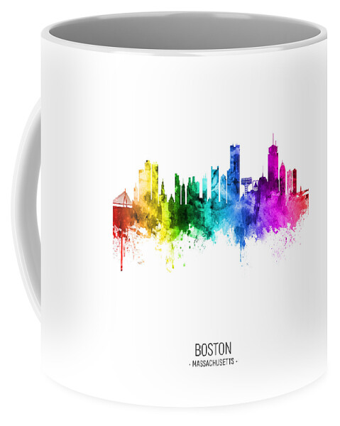 Boston Coffee Mug featuring the digital art Boston Massachusetts Skyline #42b by Michael Tompsett