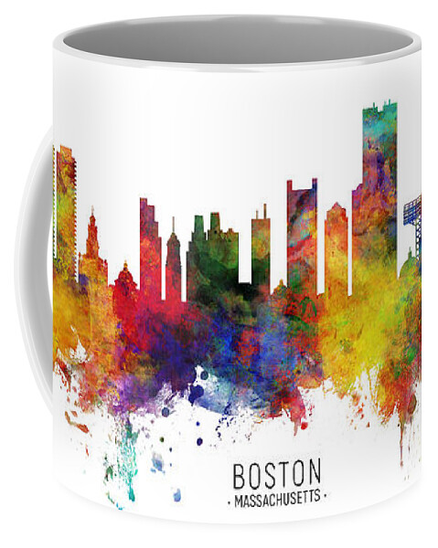 Boston Coffee Mug featuring the digital art Boston Massachusetts Skyline Panoramic by Michael Tompsett