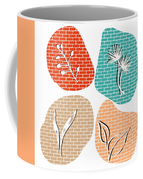 Botanical Coffee Mug featuring the digital art Botanical Foursome by Bonnie Bruno