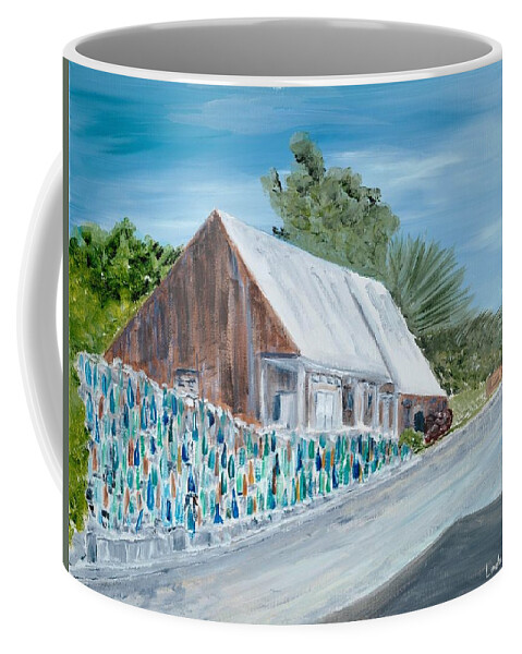 Bottle Coffee Mug featuring the painting Bottle Wall of Key West by Linda Cabrera