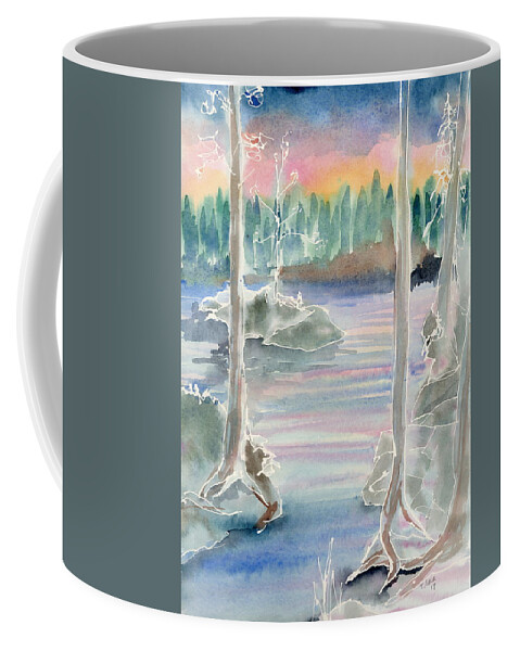 Watercolor Coffee Mug featuring the painting Boundary Waters Island Canoe Landing by Tammy Nara
