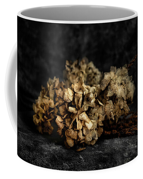 Bouguet Coffee Mug featuring the photograph Bouquet of dried hydrangea flowers by MPhotographer