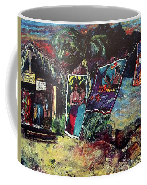 Tahiti Coffee Mug featuring the painting Boutique Gauguin by Elaine Elliott