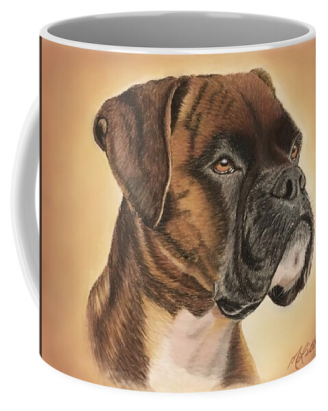 Boxer Coffee Mug featuring the drawing Boxer by Marlene Little
