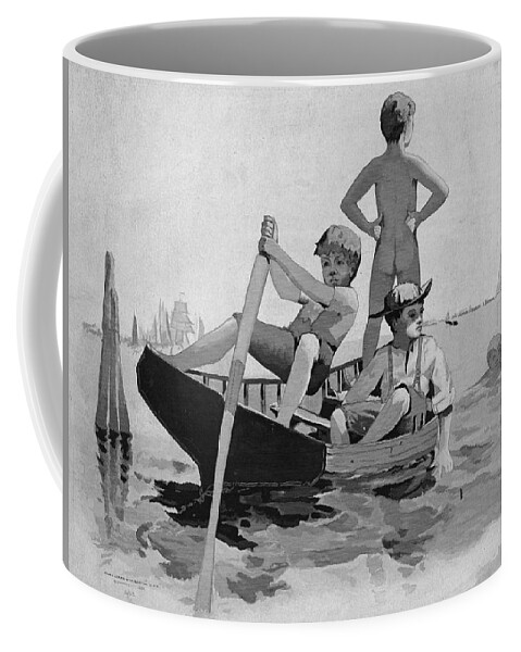 Winslow Homer Coffee Mug featuring the drawing Boys Swimming, Gloucester Harbor by Winslow Homer