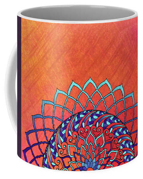 Mandala Coffee Mug featuring the digital art Braided Hearts Mandala by Mary J Winters-Meyer