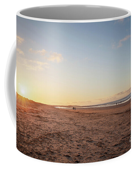 Brancaster Coffee Mug featuring the photograph Brancaster Beach North Norfolk at sunset by Simon Bratt