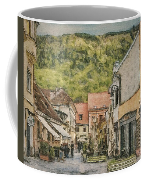 Brasov Coffee Mug featuring the painting Brasov Street Scene 2 by Jeffrey Kolker