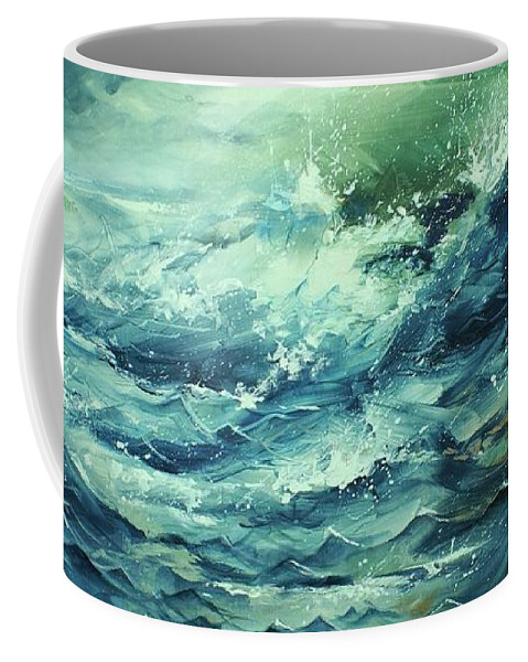 Ocean Coffee Mug featuring the painting Breach by Michael Lang