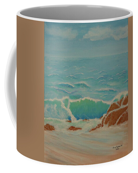 Seascape Coffee Mug featuring the painting Breakers by Terry Frederick