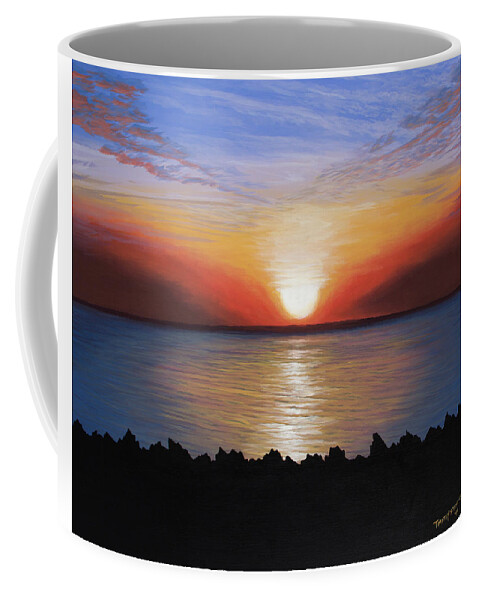 Landscape Coffee Mug featuring the painting Breaking Dawn by Timothy Stanford