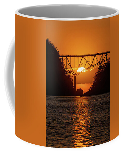 Bridge Coffee Mug featuring the photograph Bridge and Sun by Gary Skiff