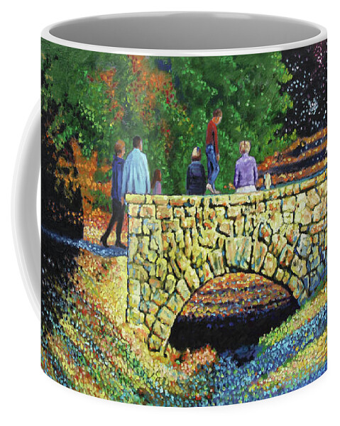 Bridge Coffee Mug featuring the painting Bridge Into The Light by John Lautermilch