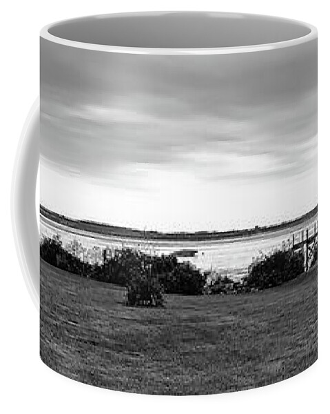Newport Coffee Mug featuring the photograph Bridge On The Bay in BW by Jim Feldman