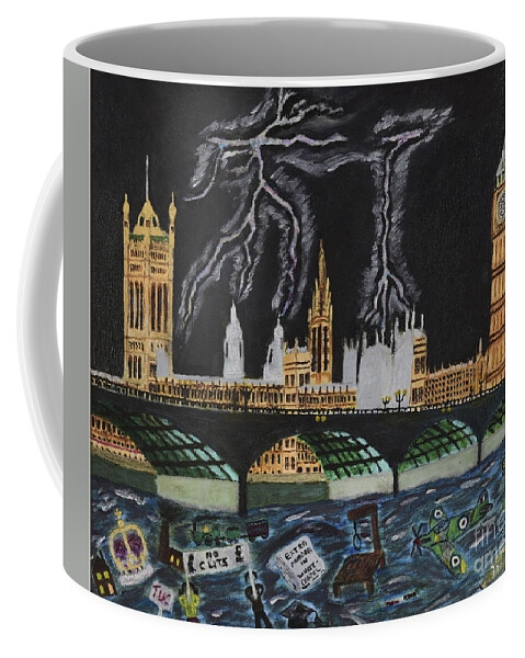 London Coffee Mug featuring the painting Bridge over Troubled waters by David Westwood