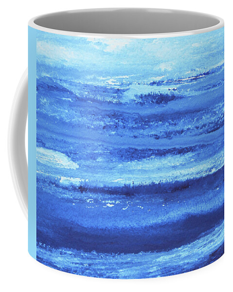 Abstract Sea Coffee Mug featuring the painting Bright Blue Peaceful Sea And Sky Abstract Landscape Contemporary Art Decor by Irina Sztukowski