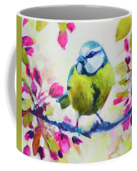 Birds Coffee Mug featuring the painting Bright Little Bird by Amanda Schwabe