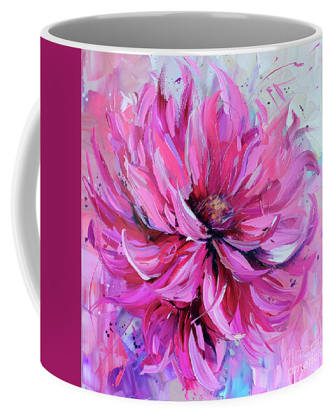 Pink Dahlia Coffee Mug featuring the painting Bright Pink Dahlia by Tina LeCour