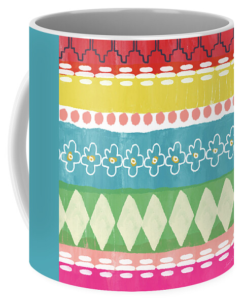 Tropical Coffee Mug featuring the mixed media Bright Southwest Pattern 3- Art by Linda Woods by Linda Woods