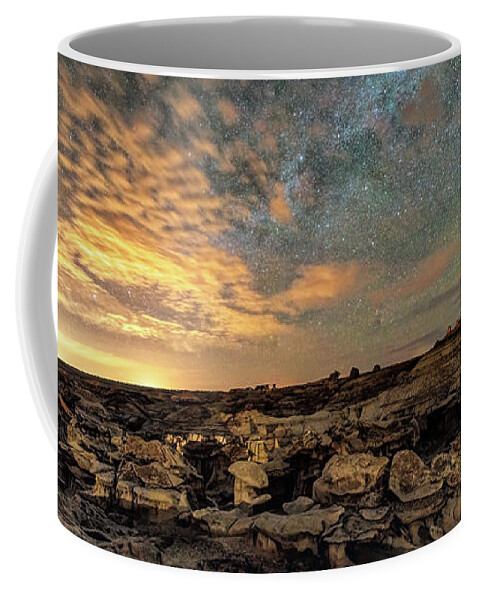 Lena Owens Coffee Mug featuring the photograph Bisti Badlands Hoodoos Under Bright New Mexico  Starry Night by OLena Art by OLena Art