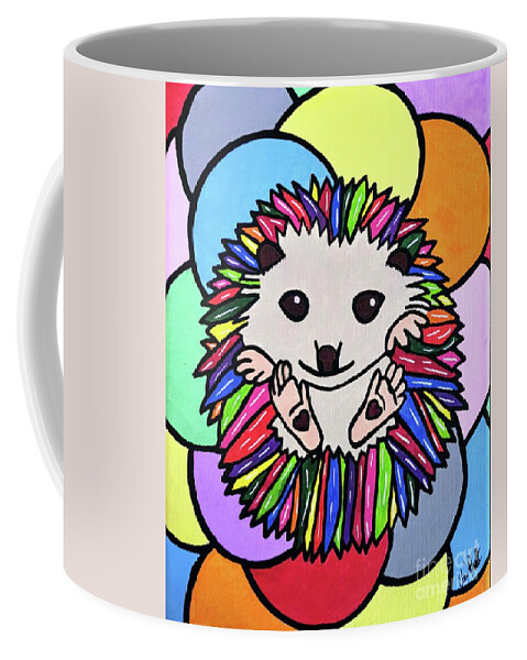 Hedgehog Coffee Mug featuring the painting Brillo the Pop Art Hedgehog by Elena Pratt