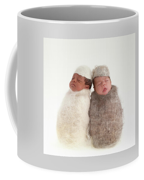 Cocoon Coffee Mug featuring the photograph Brodie and Miles as Cocoons by Anne Geddes