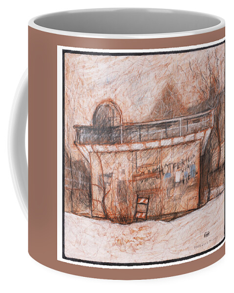 Architecture Coffee Mug featuring the drawing Broken Down by Lisa Tennant