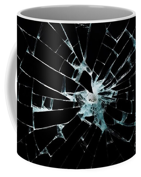 Glasses Coffee Mug featuring the painting Broken glass on black background by N Akkash