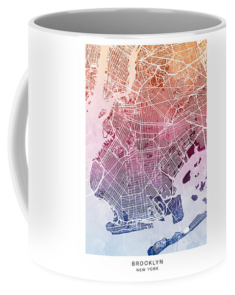 Brooklyn Coffee Mug featuring the digital art Brooklyn New York City Street Map #89 by Michael Tompsett