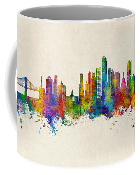 Brooklyn Coffee Mug featuring the digital art Brooklyn New York Skyline #45 by Michael Tompsett